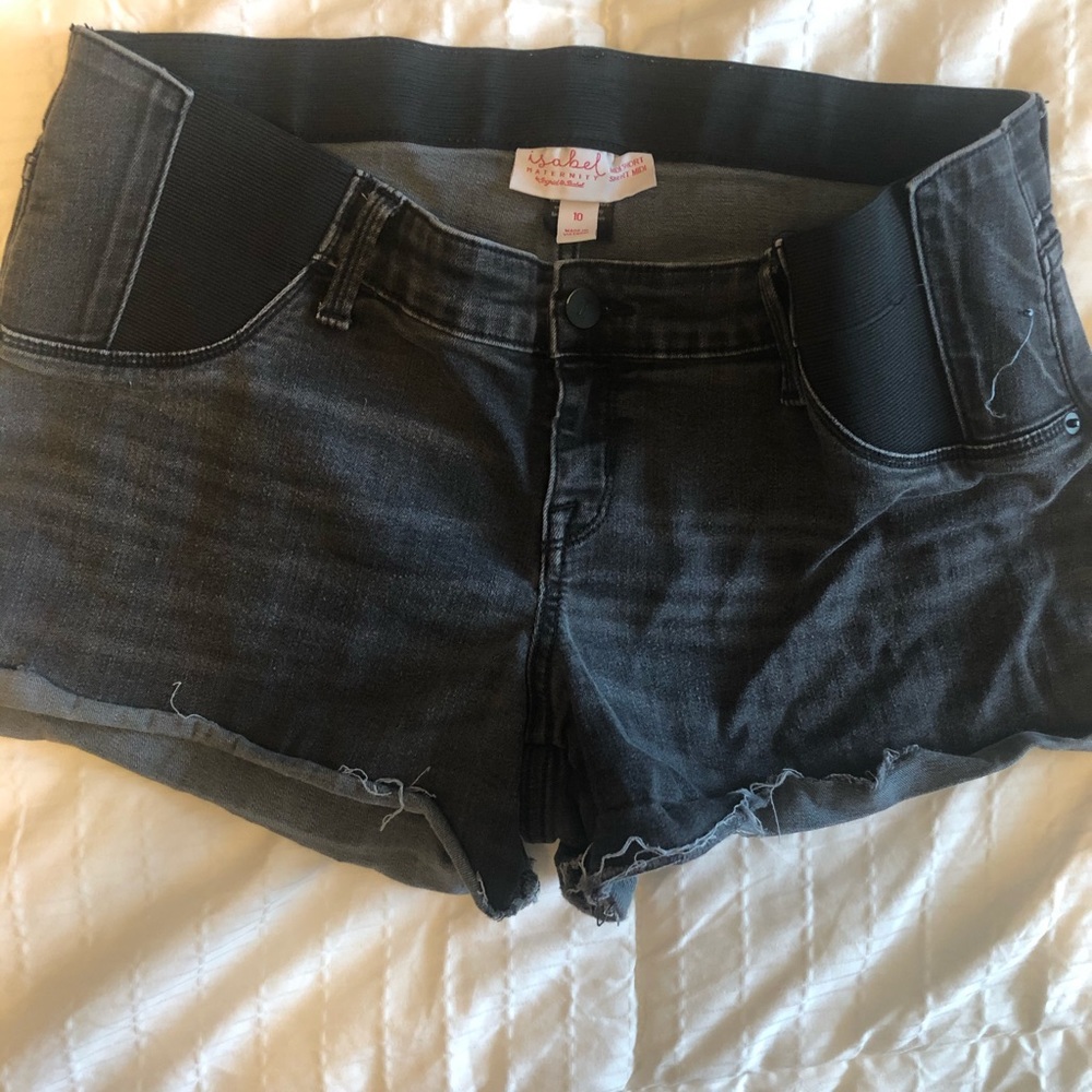 Maternity distressed jean shorts